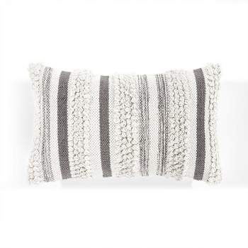 14"x20" Oversize Bria Striped Lumbar Throw Pillow Gray - Lush Décor