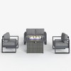 LayinSun 4 Pieces Aluminum Outdoor Patio Furniture Set, Metal Modern Conversation Sofa Set with Fire Pit Table and Washable Thick Cushions - 2 of 4