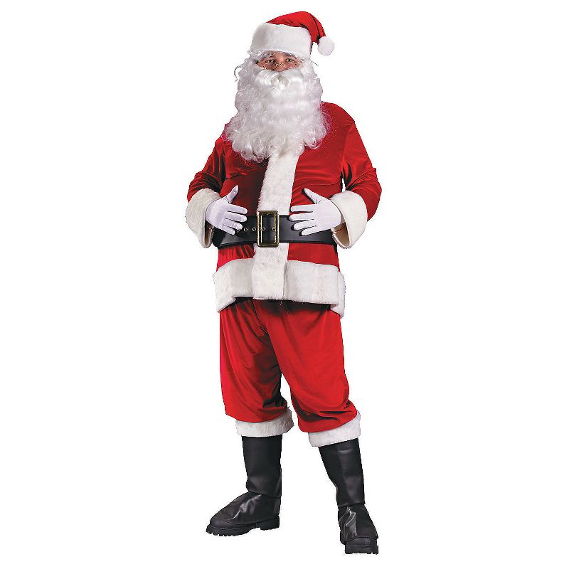 Fun World Mens Rich Velvet Santa Suit Costume - Large - Red, 1 of 2