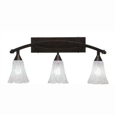Toltec Lighting Bow 3 - Light Vanity in  Bronze with 5.5" Fluted Italian Ice Shade