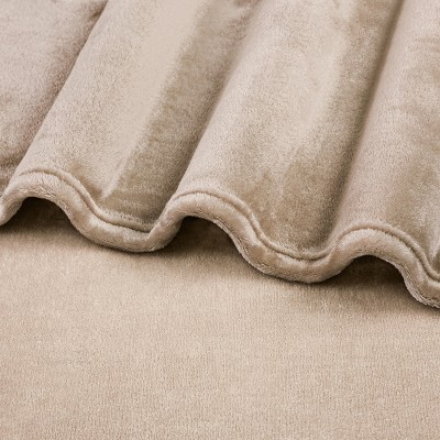 Taupe Fleece Plush Flannel Throw Blanket for Sofa Couch