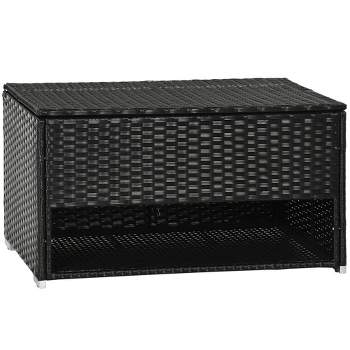 Outsunny Rattan Wicker Storage Cabinet Outdoor Organizer with 3