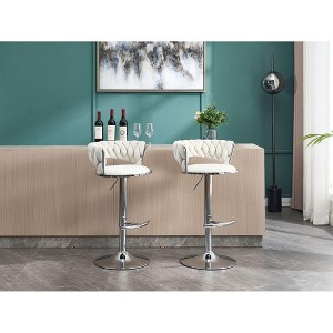 Kumasinova 30-38"H Adjustable Height Bar Stools Set of 2,Chic Swivel Counter Height Barstools with Luxury Velvet Upholstery&Chrome Legs - 1 of 4