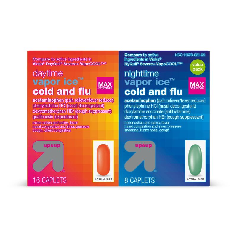 Acetaminophen Day/Night Time Vapour Ice Cold and Flu Relief Caplets - 24ct - up &#38; up&#8482;, 1 of 6