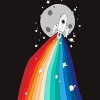 Adult Design By Humans Rainbow Pride Rocket to the Moon By noeldelmar T-Shirt - 2 of 2