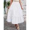 Clearlove Women Midi Skirt with Pockets Elastic High Waist A Line Lace Tiered Skirt - 2 of 4