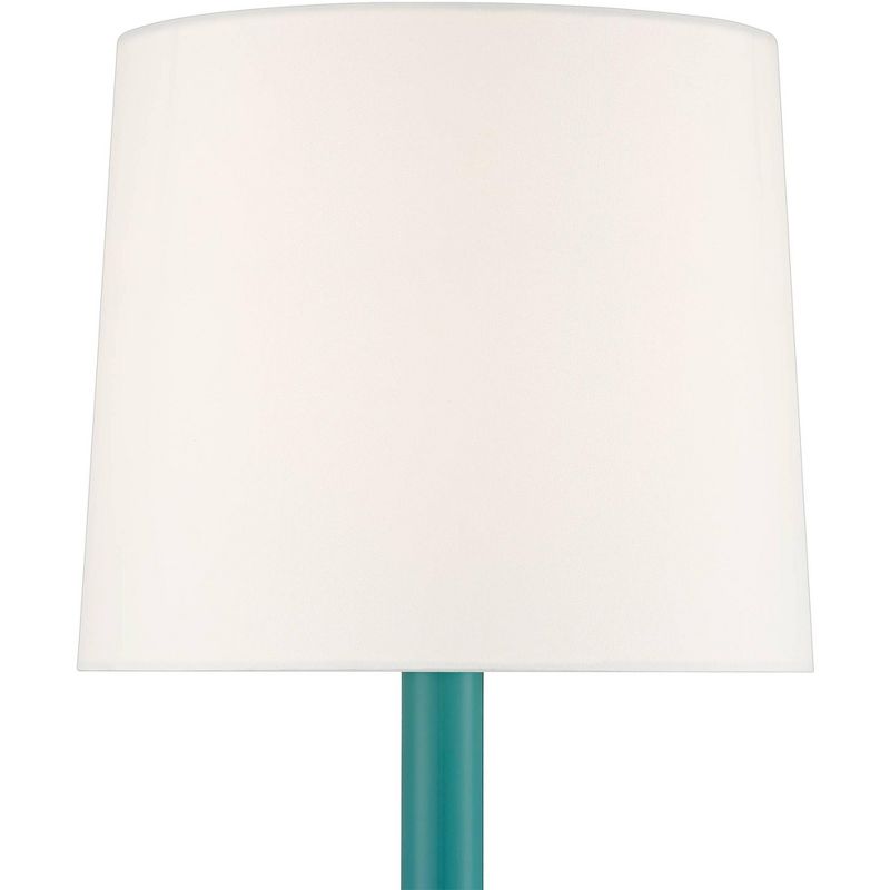360 Lighting Mid Century Modern Table Lamps 24" High Set of 2 Aqua Metal White Drum Shade Living Room Bedroom House Bedside Nightstand Home, 3 of 8