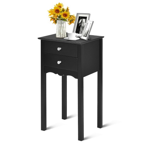 Costway Side Table End Accent Table Night Stand W/ 2 Drawers Furniture ...