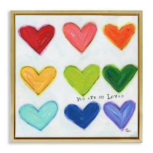 Stupell Industries You Are So Loved Rainbow Hearts, 18" x 18" - 1 of 4