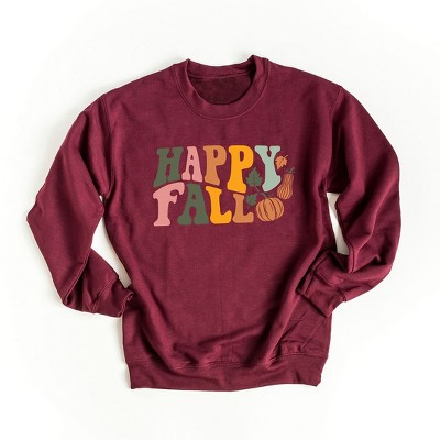 Simply Sage Market Women's Graphic Sweatshirt Happy Fall Wavy Pumpkins