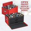 Hold N' Storage - Christmas Ornament Storage Container Box with Dividers - Stores up to 72-3" Ornaments with 3 Removable Trays with Separators - Red - 4 of 4
