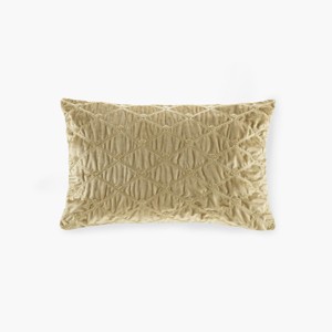 SEVOBAL Bed Pillows Luxury Embellished Velvet Oblong Pillow Set with Plush Goose Feather Insert for Bedroom, Gold, 22.05"*14.96"*3.94" - 1 of 4