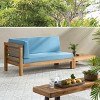 Christopher Knight Home Oana Outdoor Acacia Wood Left Arm Loveseat and Coffee Table Set with Cushion - 2 of 4