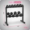 HolaHatha 10, 15, 20, 25, and 35 Pound Rubber Encased Hexagon Non Slip Dumbbell Weight Set with Rack for Various Strength Training Workouts, Black - 2 of 4