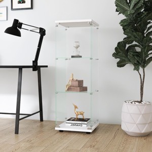 INFURNIC Decorative Bookshelf Glass Display Cabinet with 3 Shelves One Door Curio Storage for Living Room, White, 49.41"*15.16"*13.58" - 1 of 4