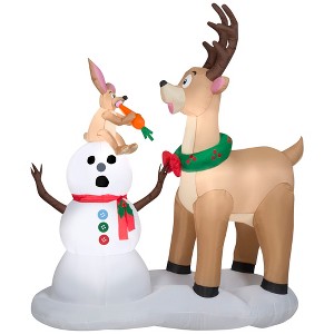 Gemmy Christmas Airblown Inflatable Surprised Caribou and Snowman Humor Scene, 6 ft Tall, Multi - 1 of 4
