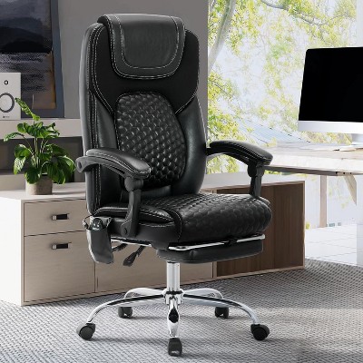 Ora Maison Massage Office Chair with Heat and Footrest, Big and Tall Reclining PU Leather Desk Chair, Executive Computer Chair with Wheels 300 lbs