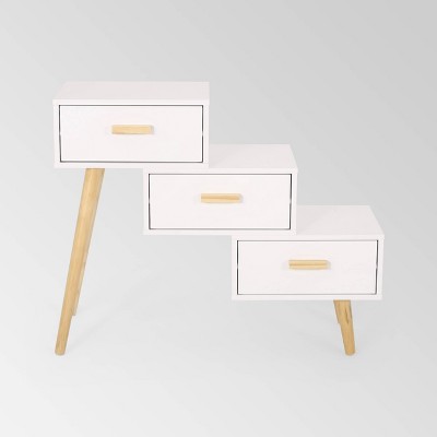 Christopher Knight Home Payson Mid-Century Modern 3 Drawer Tiered Cabinet Matte White: MDF Frame, Universal Storage, Includes Anti-Tip Hardware