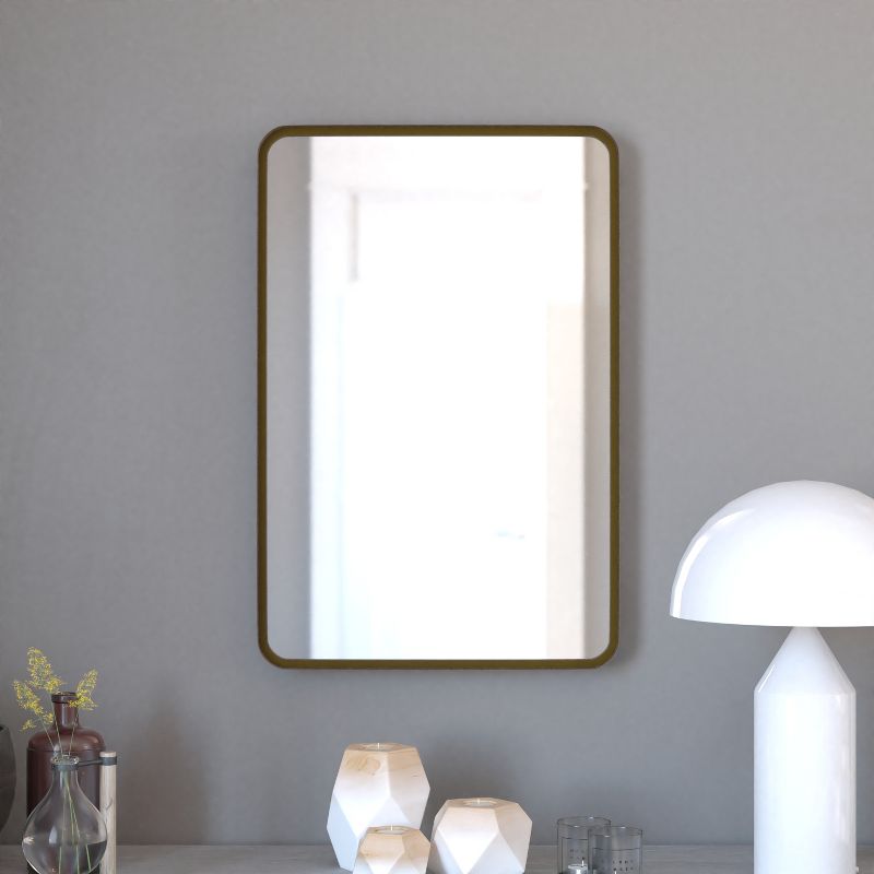 Merrick Lane Decorative Wall Mirror with Rounded Corners for Bathroom, Living Room, Entryway, Hangs Horizontal Or Vertical, 4 of 12