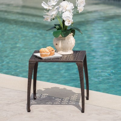 Maggift Patio End Tables Accent Side End Table for Outdoor and Indoor, Garden, Backyard Use, Special Design, Brown, 18.25"*18.25"*17"