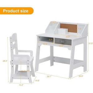 Kids Desk and Chair Set, Wooden Study Table with Storage Bins, Bookshelf, Bulletin Board, and Pen Holder, Writing Table for Boys and Girls - 1 of 4