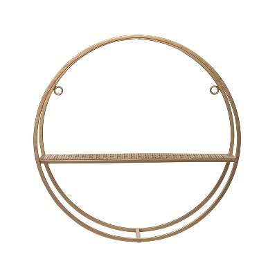 Transpac Metal 13.75 in. Gold  Single Shelf Round Wall Decor