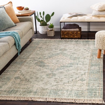 Sandiacre 2'3" x 4' Hand-Knotted Blue Wool and Cotton Rug