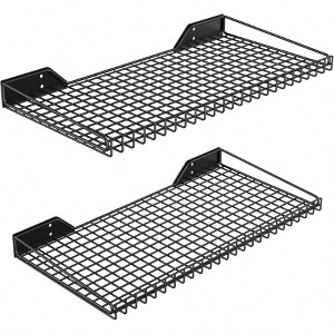 Wall Mounted Storage Shelf Garage 2 Pack Metal Shelf Rack Heavy - Duty Black 23.5inchx 12inch Shelves for Shop - 1 of 4