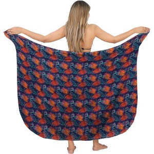 HAPPY BAY Womens Beachwear Summer Beach Wrap Skirt Swimsuit Swim Cover Up Bikini Bathing suit Beach Wraps for Women Sarong Coverups One Size Blue,Leaf - 1 of 4