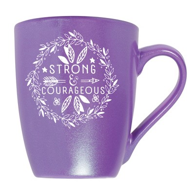 Elanze Designs Strong And Courageous Passion Purple 10 ounce New Bone China Coffee Cup Mug