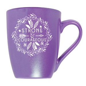 Elanze Designs Strong And Courageous Passion Purple 10 ounce New Bone China Coffee Cup Mug - 1 of 4