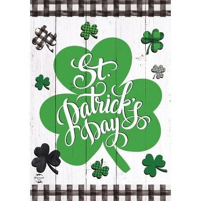 Checkered St. Patrick's Day Green Shamrocks Polyester Garden Flag