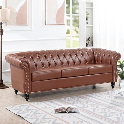 Runesay Rolled Arm Chesterfield Three Seater Sofa