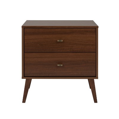 Mid Century Modern 2 Drawer Wide Nightstand  - Prepac