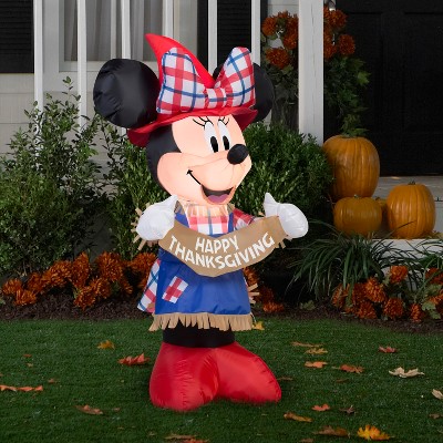 3.5 ft Tall Inflatable Minnie Mouse Scarecrow with Plaid Outfit