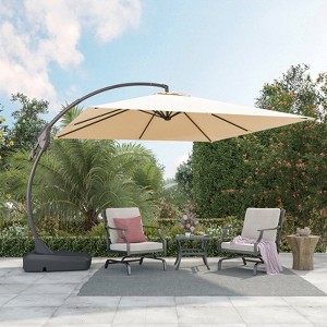 GRANDPATIO 10X10 Ft Square Cantilever Curved Adjustable Umbrella with Base - 1 of 4