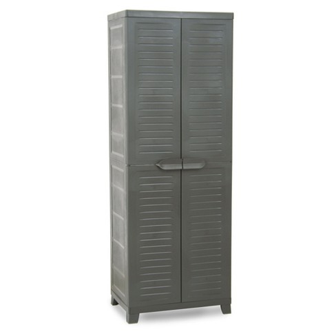 Sterilite Adjustable 4-Shelf Storage Cabinet with Doors, Gray | 01423V01