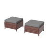 Sonkuki 2-Piece Ottomans with Solution-Dyed Fabric Cushion, All-Weather Wicker Ottomans, Ideal for Patio - 2 of 4