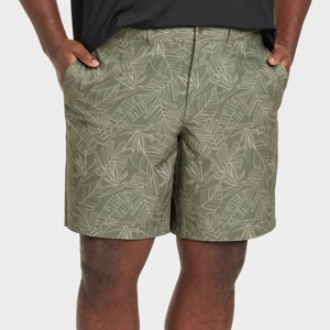 Men's Big & Tall 9" Leaf Print Swim Shorts - Goodfellow & Co™ Military Green - 1 of 3