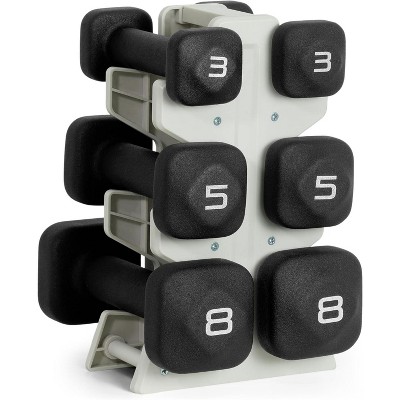 Neoprene Dumbbell Set with Storage Rack, Non-Slip Anti-Roll Hand Weights for Home Gym