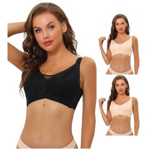 INSPIRE CHIC Women's Available Adjustable Strap Minimizer Full Coverage Mesh Underwire Bra 3 Packs - 1 of 4