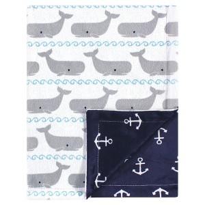 Hudson Baby Infant Boy Plush Mink Blanket, Whale, One Size - 1 of 2