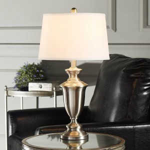 Steel Table Lamp Brushed Nickel Brussels - StyleCraft: Small Bedroom, 3-Way Switch, UL Listed - 1 of 4