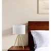 HomeRoots Gold Metal Adjustable Height Tripod Table Lamp With White Drum Shade - 2 of 4