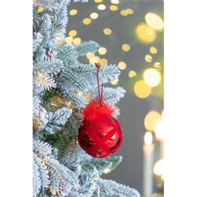Syemin Decorative Objects Christmas Ball Ornaments Glass Decorative Hanging Ball Christmas Tree Ornaments Set of 6, Red, 3.9"*3.9"*3.9"