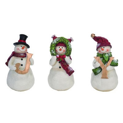 Transpac Resin 8 in. White Christmas Joy Snowman Figurine Set of 3