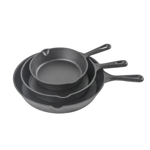 Commercial Chef Pre-seasoned Cast Iron 3-piece Skillet Set,8 Inch 10 Inch  12 Inch, Black : Target