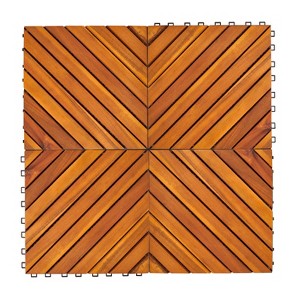 Gulches 12-Diagonal Slat Interlocking Deck Tiles (Set of 10), Acacia Wood, for Indoor/Outdoor Patios, Decks, Bathrooms - 1 of 4