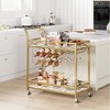 Kitchen Cart, Gold Bar Cart with 2-Tier Shelves, Mobile Serving Cart with Wine Rack & Glass Holder, Rolling Utility Cart for Kitchen, Dining Room - 2 of 4
