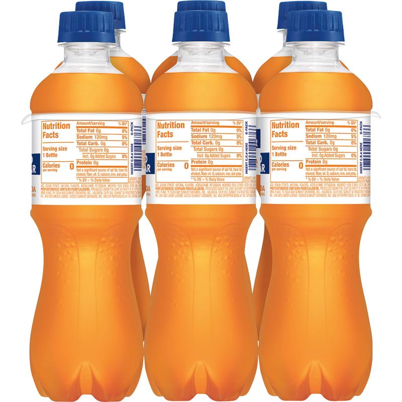 Sunkist Zero Sugar Orange Soda Bottles - 6pk/16.9 fl oz, 6 of 10